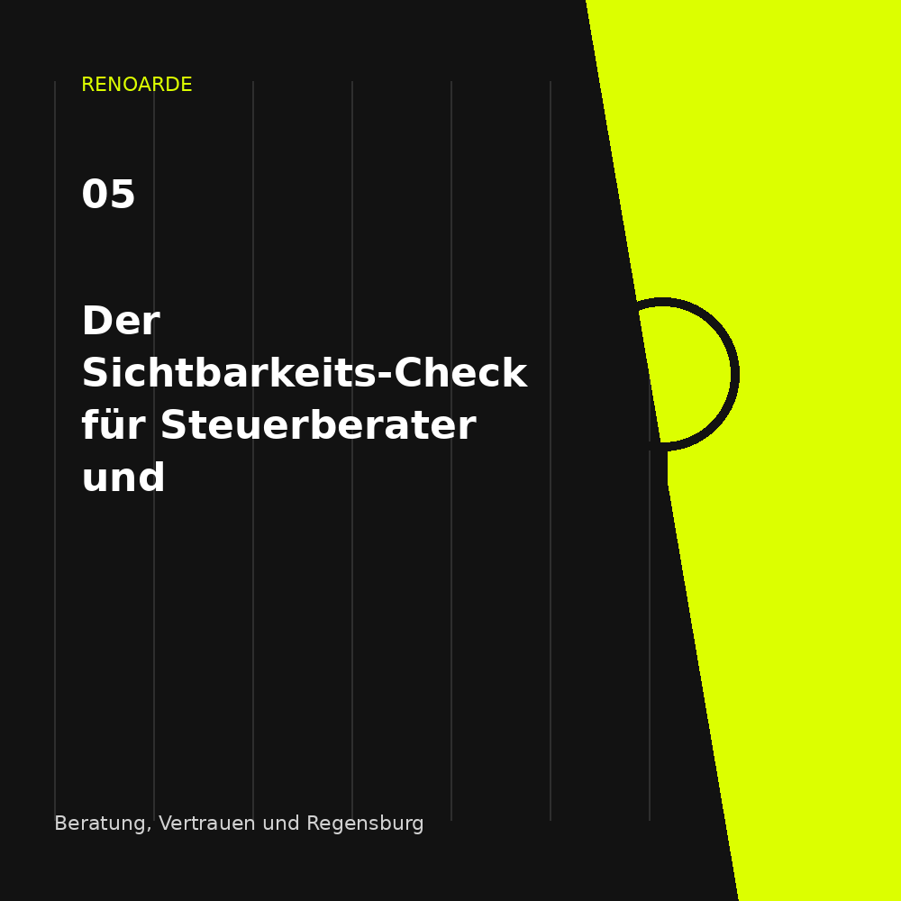Steuerberater Marketing Regensburg: RENOARDE-Motiv zu Branchen, Beratungssituationen, Ansprechpartnern und nachvollziehbarer Kompetenz.