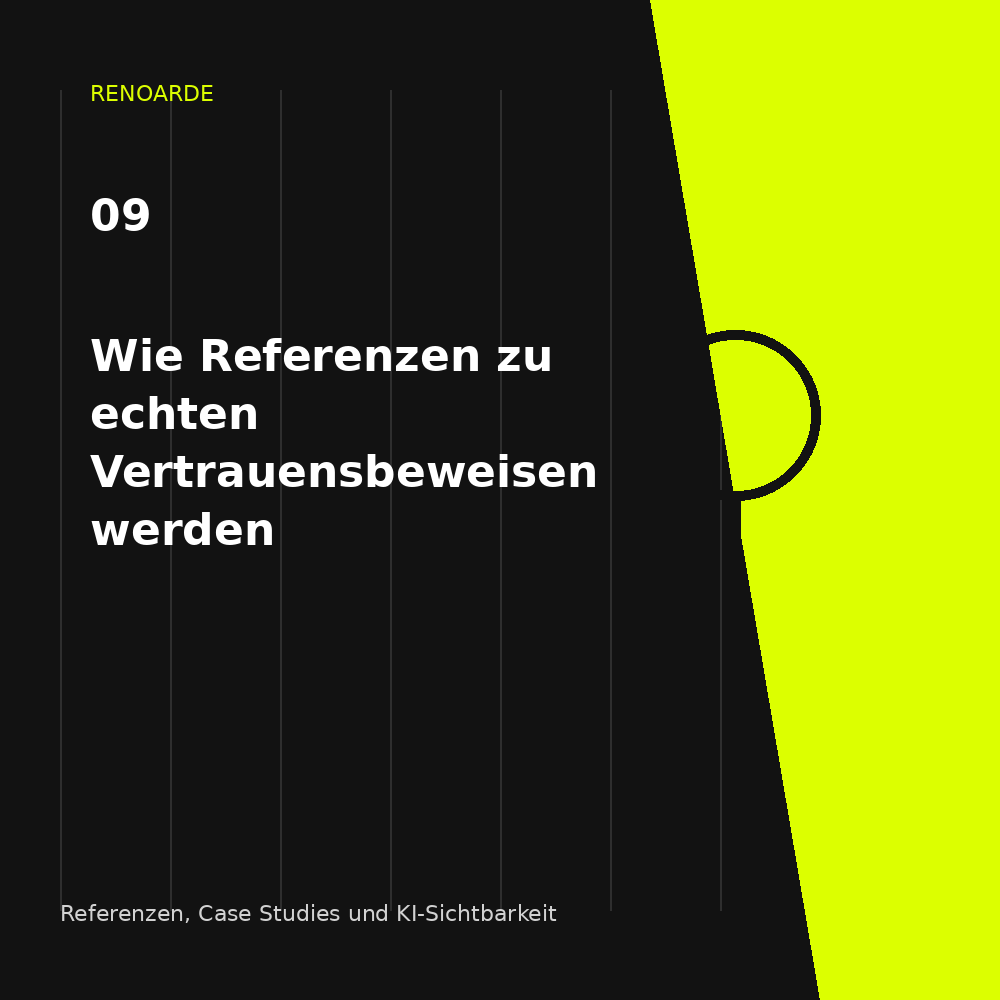 Referenzen Case Study Regensburg: RENOARDE-Motiv zu Ausgangslage, Aufgabe, Lösung, Ergebnis und verantwortungsvollem Umgang mit Belegen.