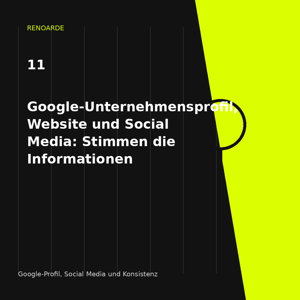 Google Unternehmensprofil Konsistenz: RENOARDE-Motiv zu Name, Adresse, Telefonnummer, Leistungen, Links, Öffnungszeiten und aktuellen Bildern.